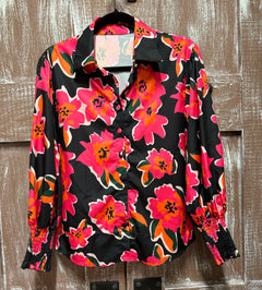 BLUSA NEGRA FLORES ROJAS