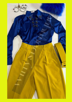 FINO PANTALON DE VESTIR AMARILLO MOSTAZA