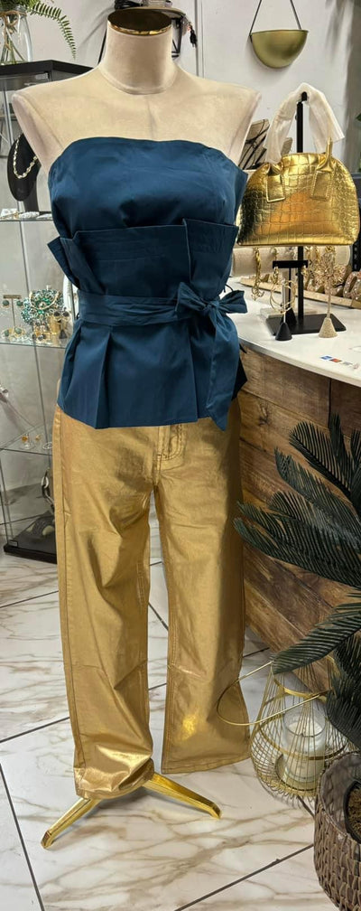 gold metallic jean