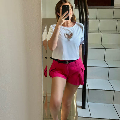 SHIRT CROP TOP CORAZON RHINESTONES